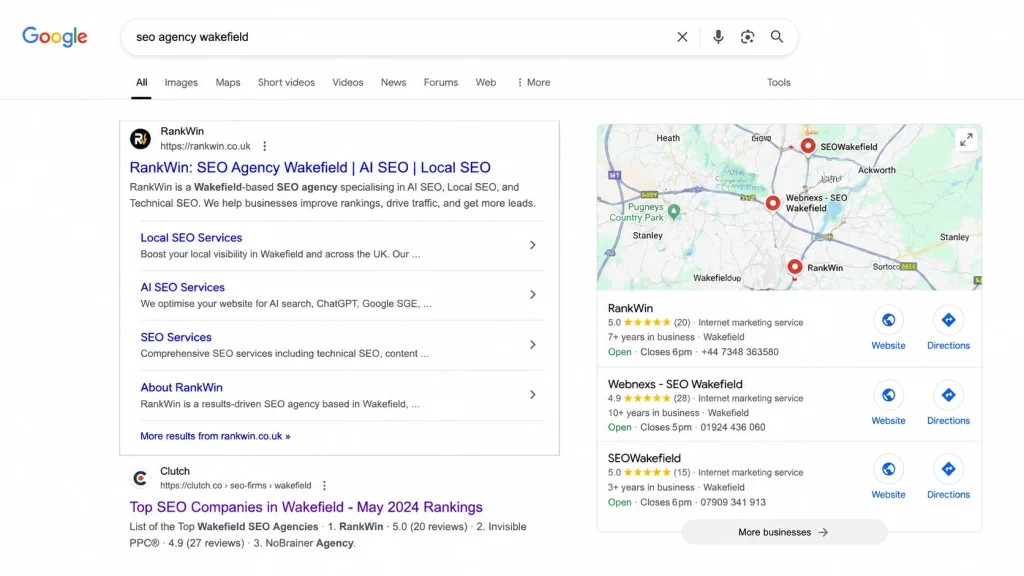 local SEO Agency Wakefield Search Results